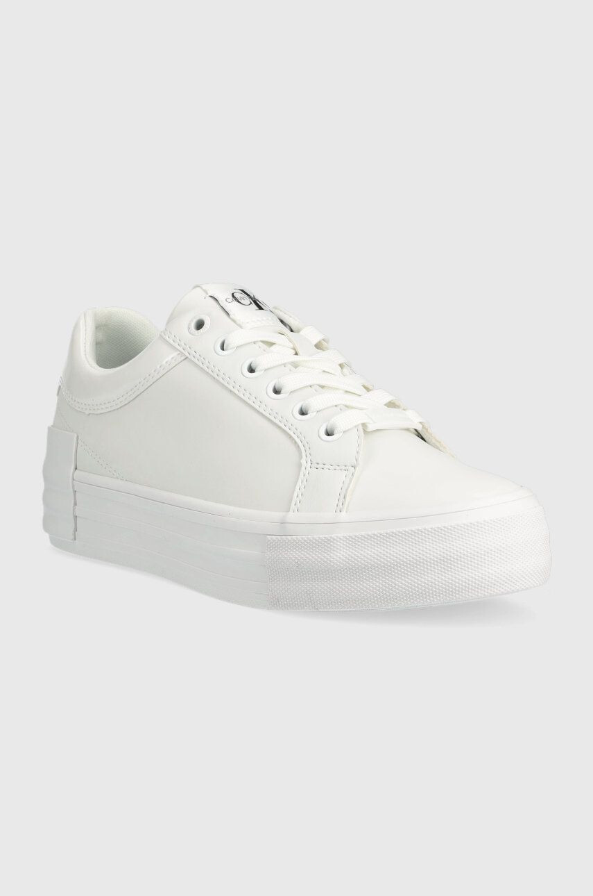 Calvin Klein Jeans Sneakers boty YW0YW00867 VULC FLATFORM BOLD LTH-GLOSSY bílá barva - Pepit.cz