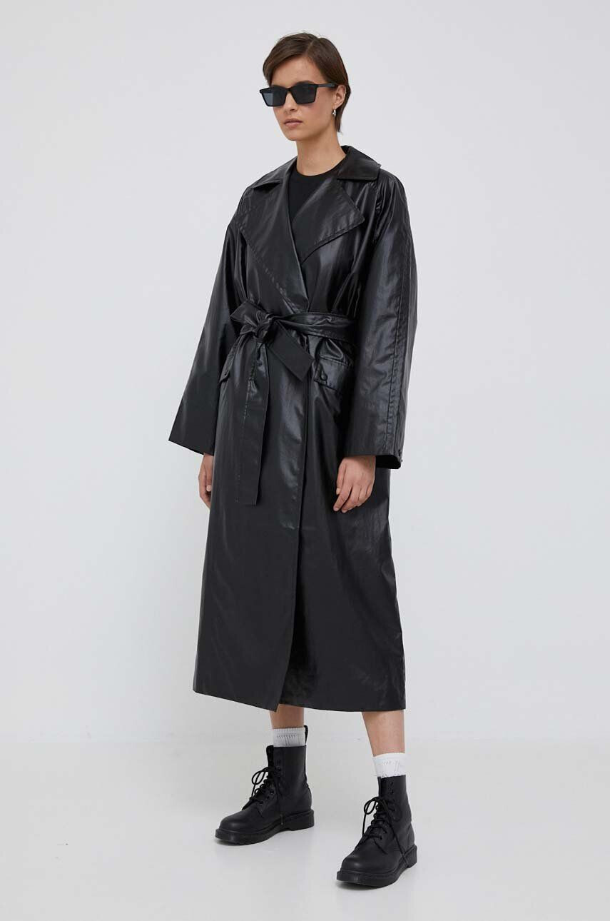 Calvin Klein Jeans Trench kabát dámský béžová barva přechodný dvouřadový - Pepit.cz