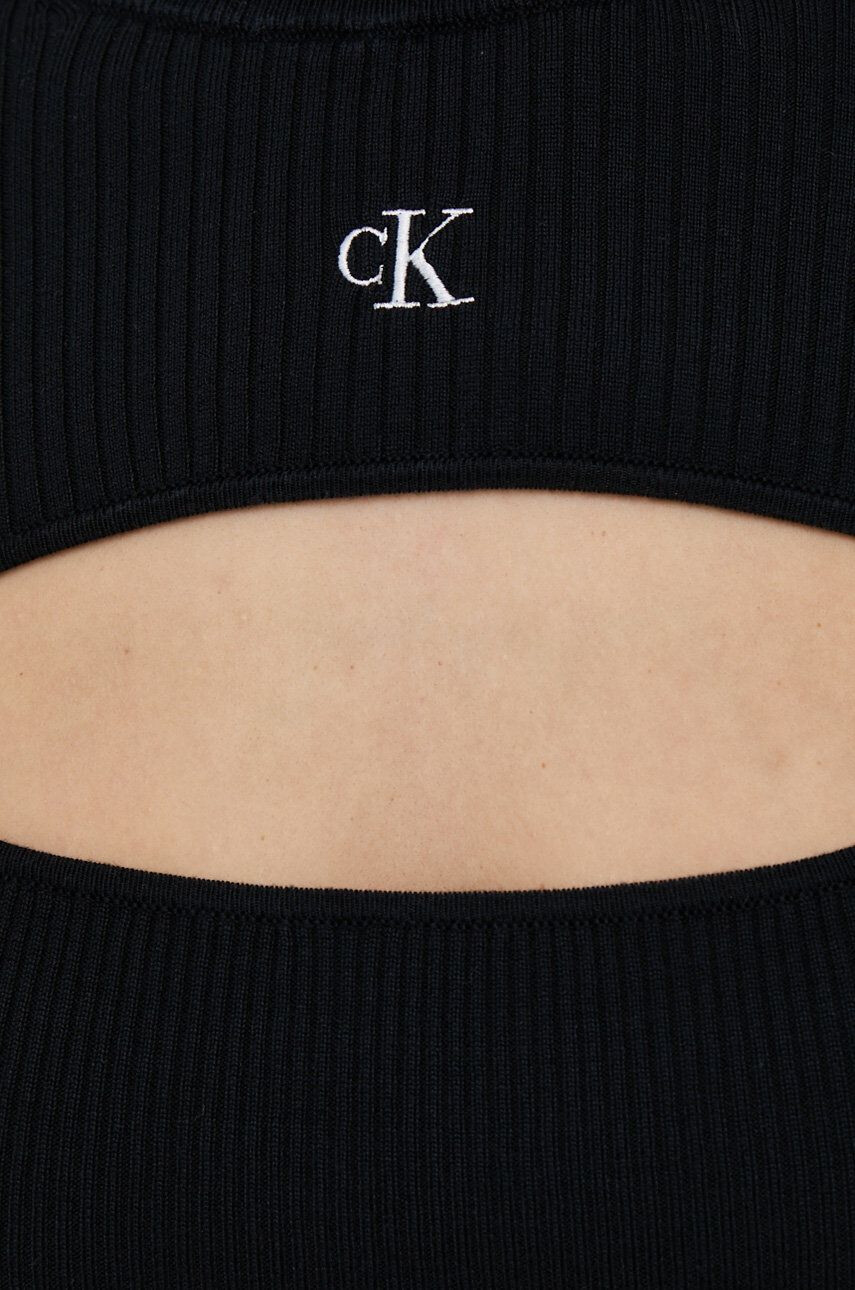 Calvin Klein Jeans Tričko s dlouhým rukávem černá barva - Pepit.cz