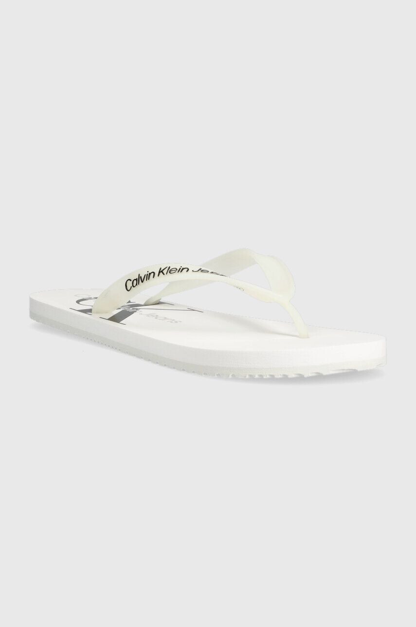 Calvin Klein Jeans Žabky BEACH SANDAL MONOGRAM TPU pánské bílá barva - Pepit.cz