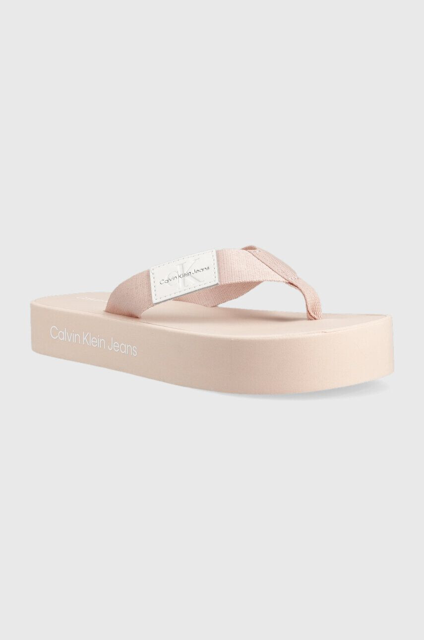 Calvin Klein Jeans Žabky FLATFORM FLIPFLOP dámské růžová barva na platformě YW0YW00993 - Pepit.cz