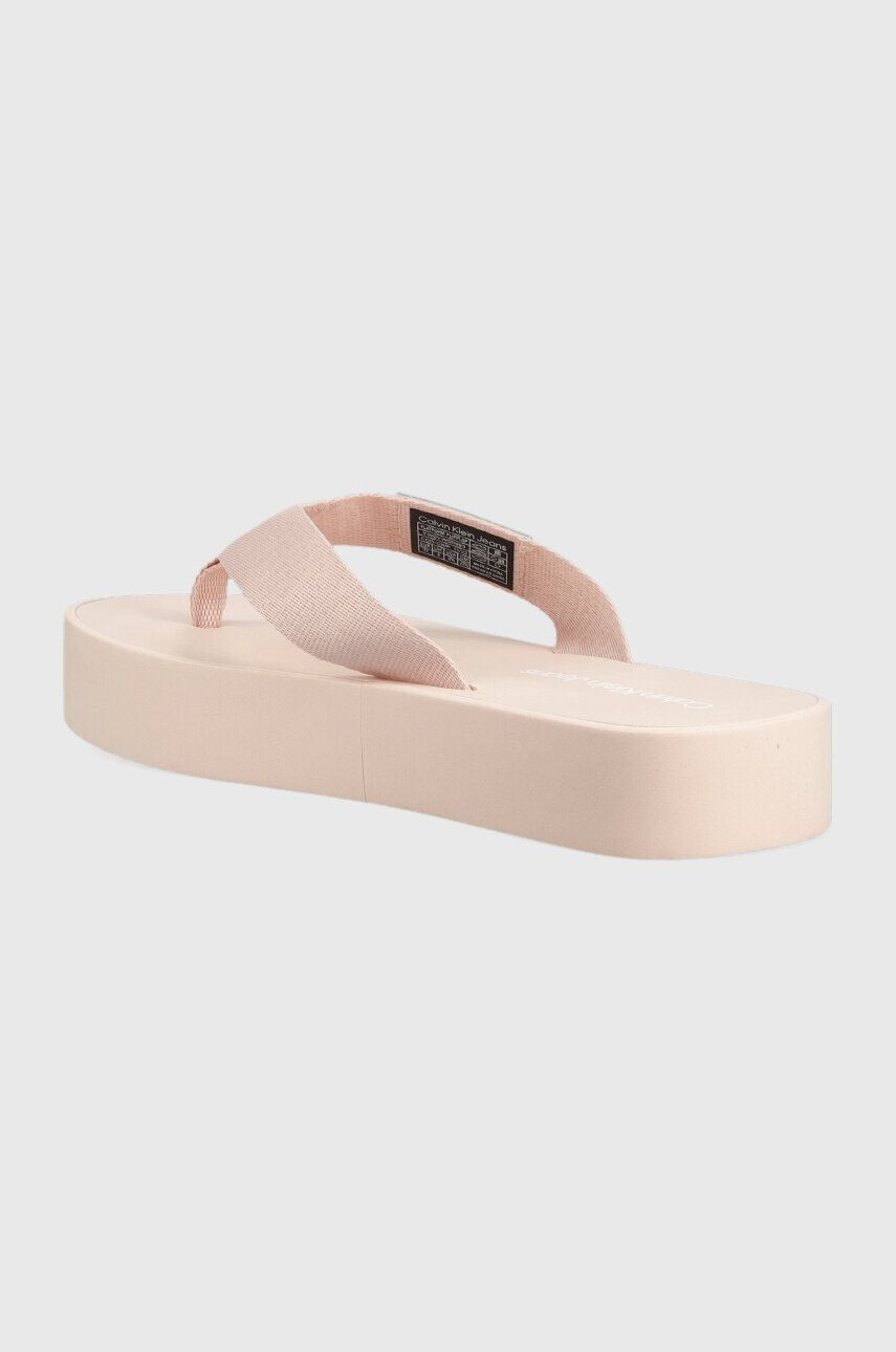 Calvin Klein Jeans Žabky FLATFORM FLIPFLOP dámské růžová barva na platformě YW0YW00993 - Pepit.cz