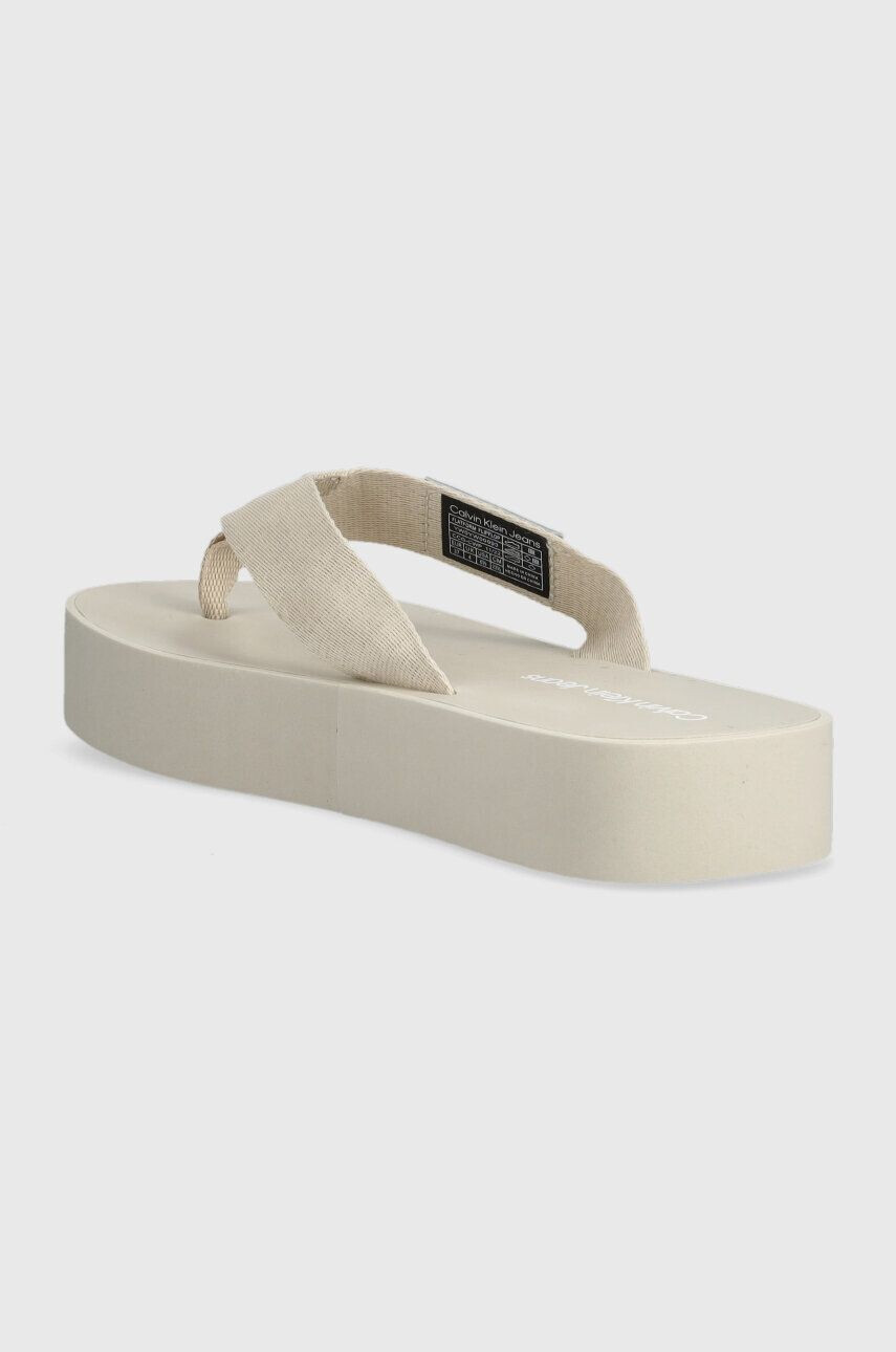 Calvin Klein Jeans Žabky FLATFORM FLIPFLOP dámské béžová barva na platformě YW0YW00993 - Pepit.cz