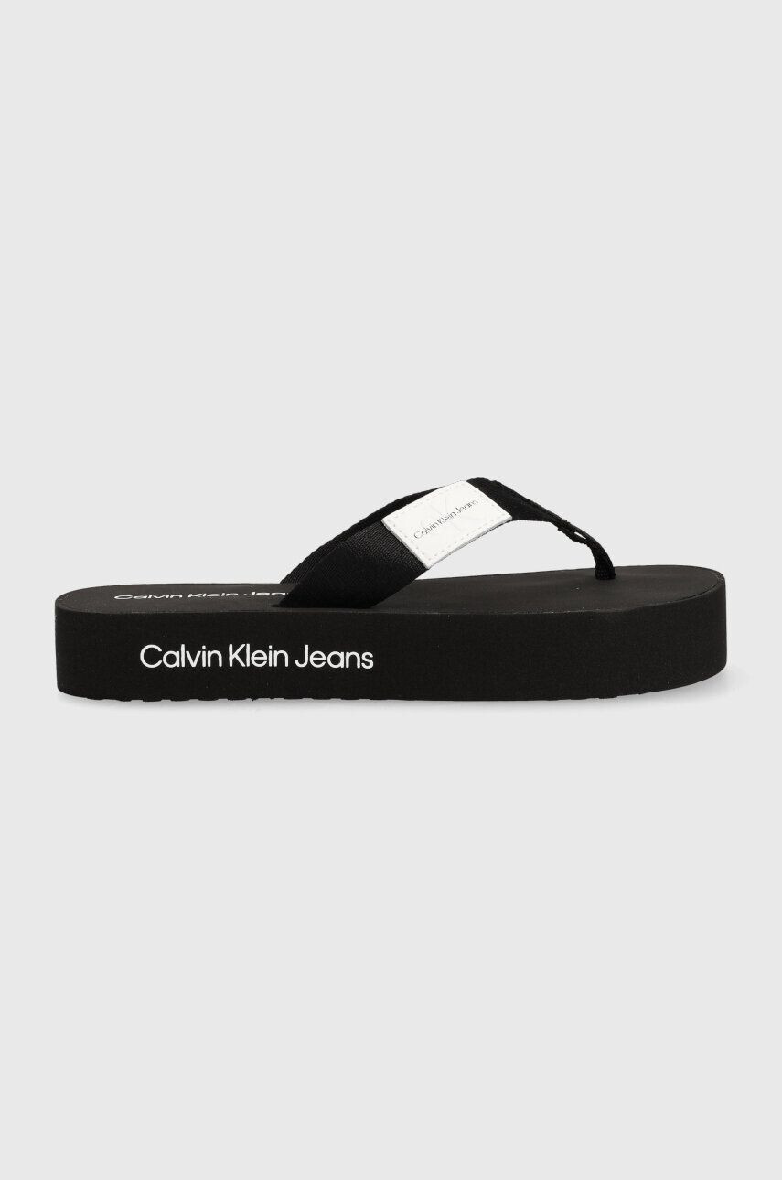 Calvin Klein Jeans Žabky FLATFORM FLIPFLOP dámské černá barva na platformě YW0YW00993 - Pepit.cz