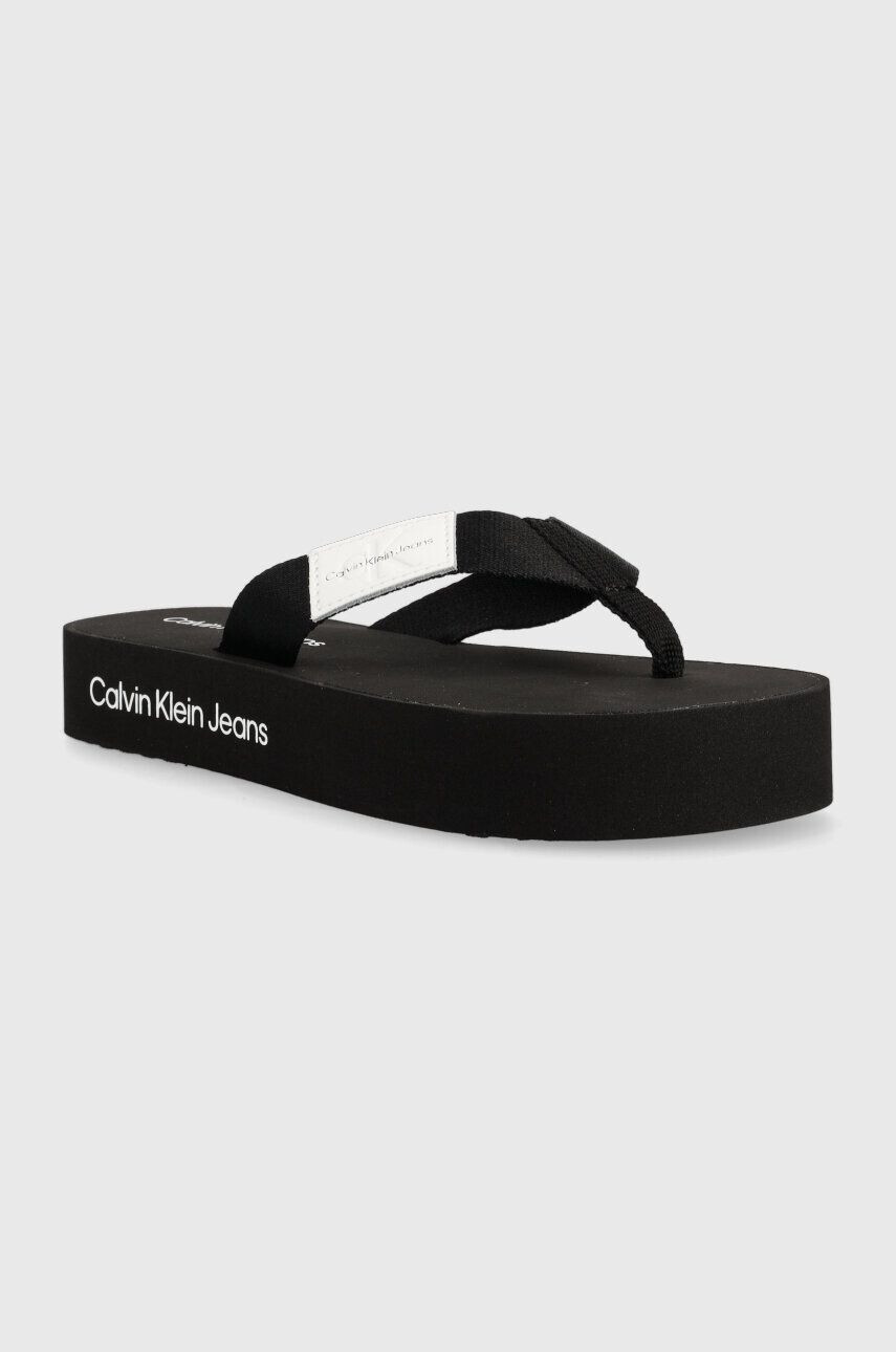 Calvin Klein Jeans Žabky FLATFORM FLIPFLOP dámské černá barva na platformě YW0YW00993 - Pepit.cz