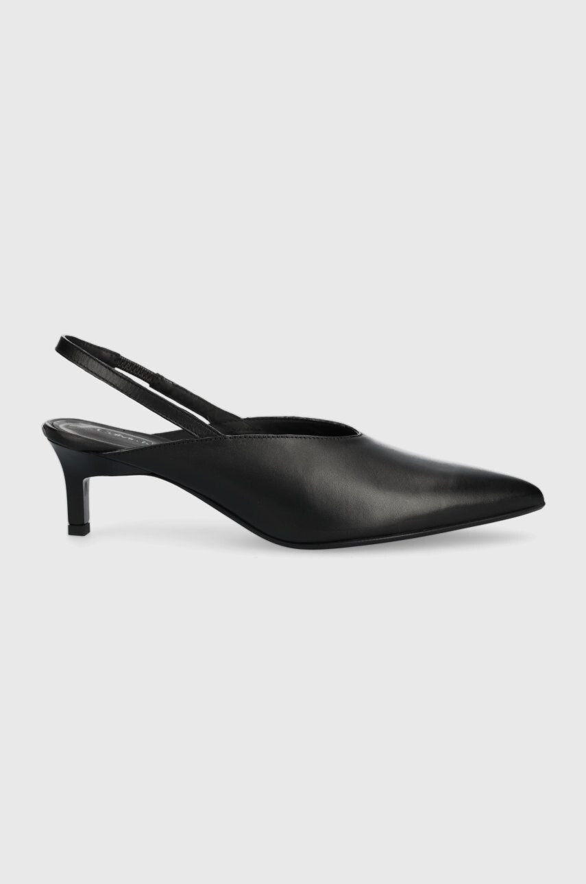 Calvin Klein Kožené lodičky HW0HW01345 GEO STIL SLINGBACK PUMP 50 černá barva s odkrytou patou - Pepit.cz