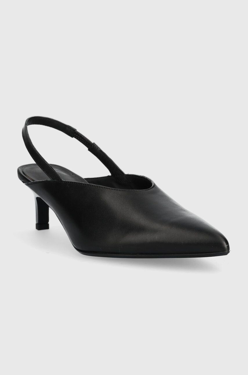 Calvin Klein Kožené lodičky HW0HW01345 GEO STIL SLINGBACK PUMP 50 černá barva s odkrytou patou - Pepit.cz