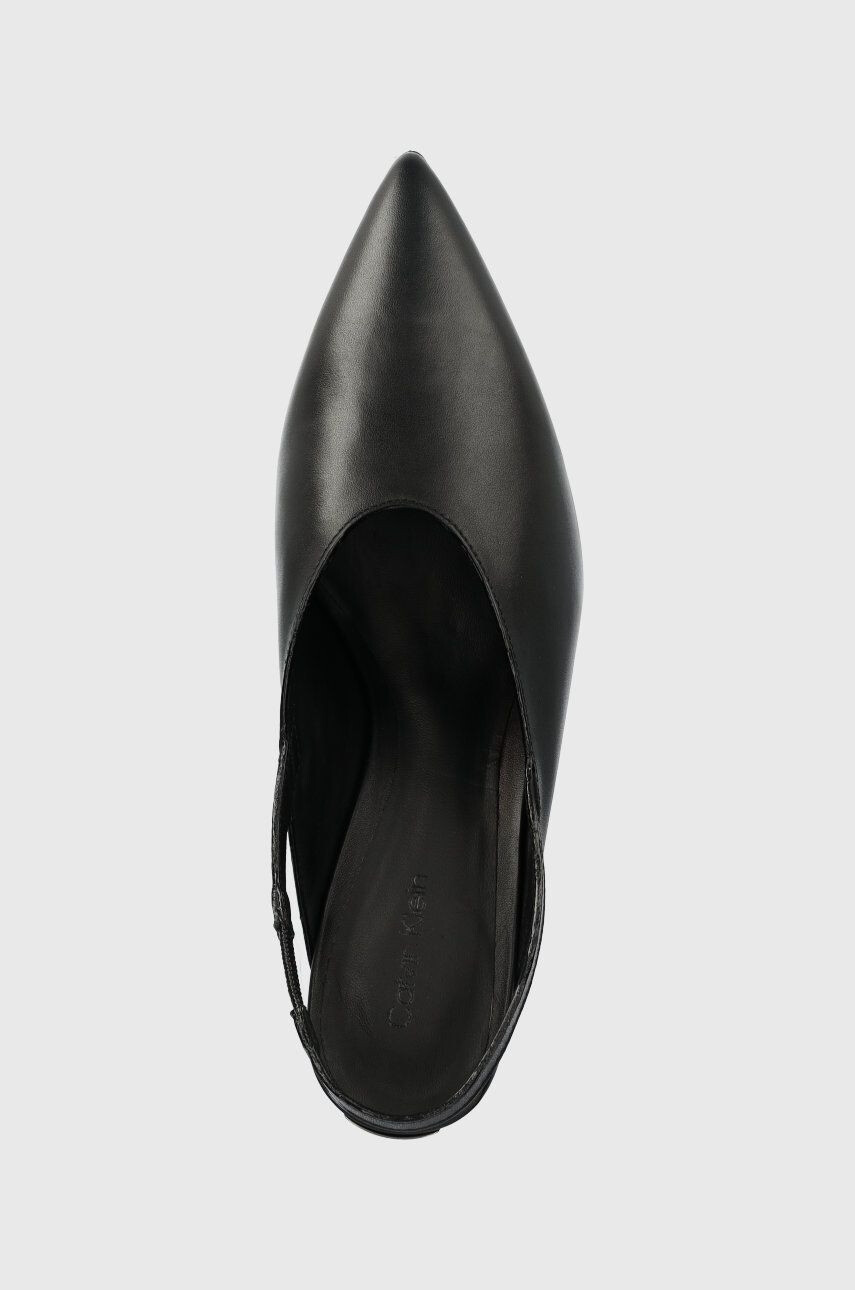 Calvin Klein Kožené lodičky HW0HW01345 GEO STIL SLINGBACK PUMP 50 černá barva s odkrytou patou - Pepit.cz