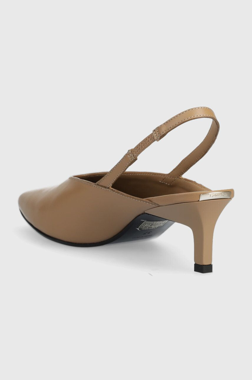 Calvin Klein Kožené lodičky HW0HW01345 GEO STIL SLINGBACK PUMP 50 béžová barva s odkrytou patou - Pepit.cz