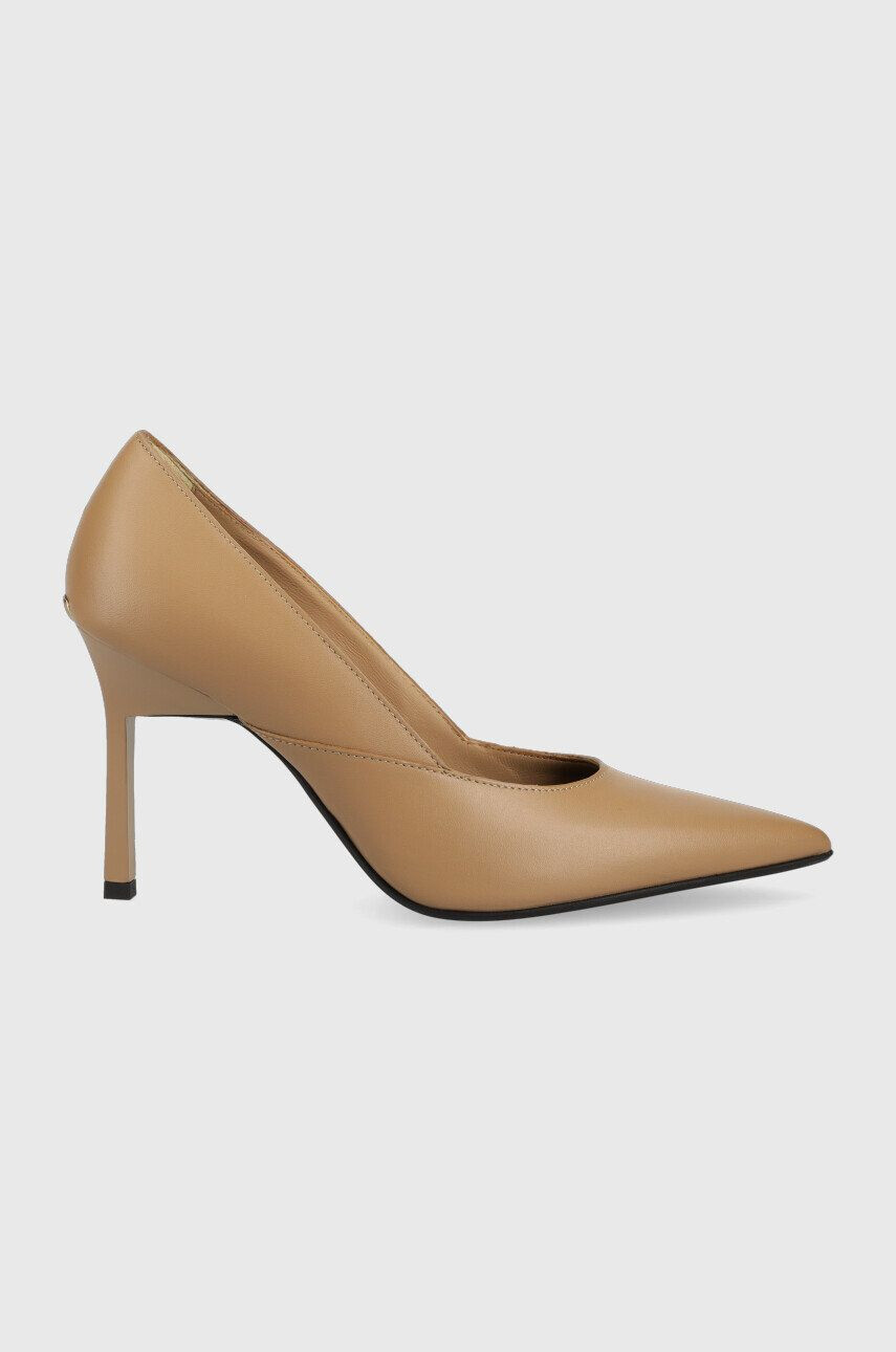 Calvin Klein Kožené lodičky HW0HW01346 GEO STILETTO PUMP 90 béžová barva - Pepit.cz