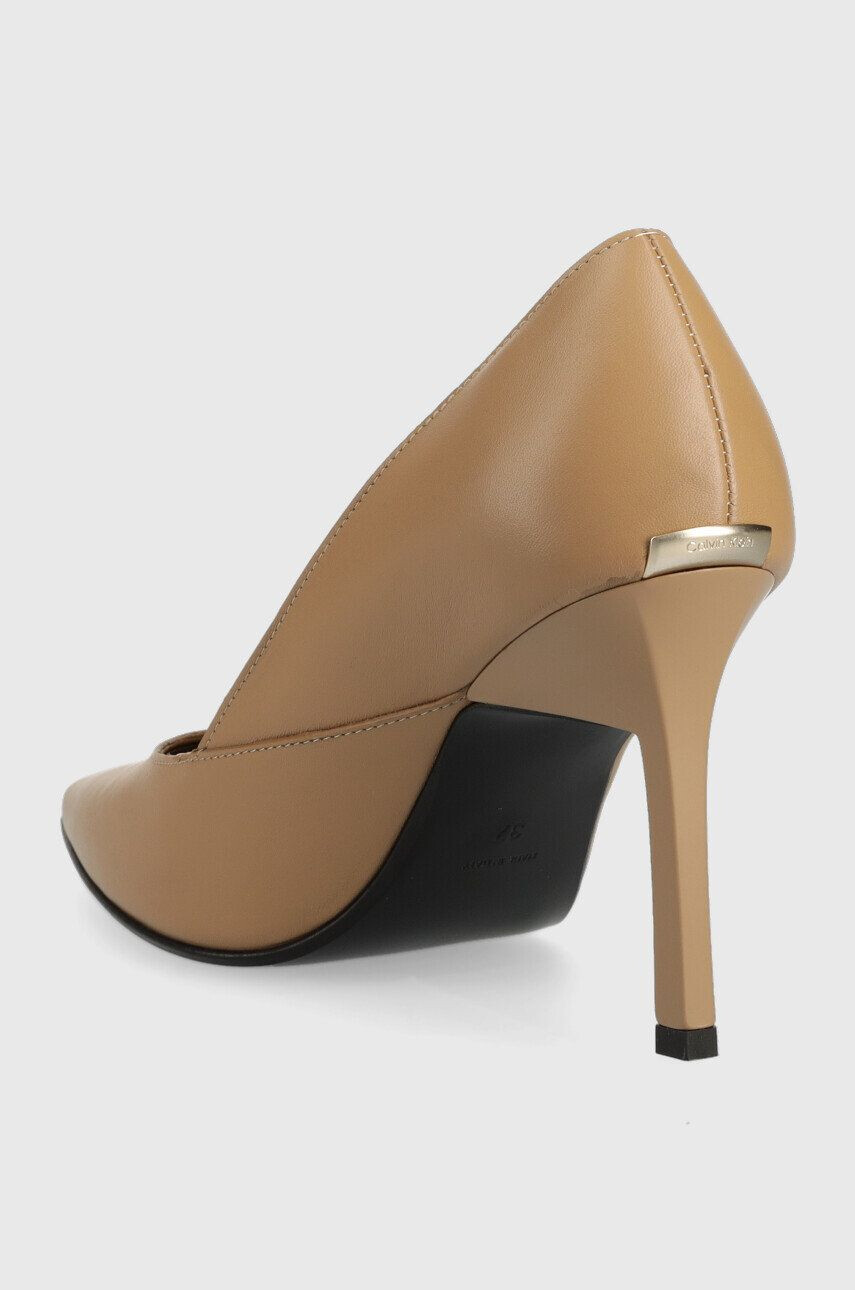 Calvin Klein Kožené lodičky HW0HW01346 GEO STILETTO PUMP 90 béžová barva - Pepit.cz