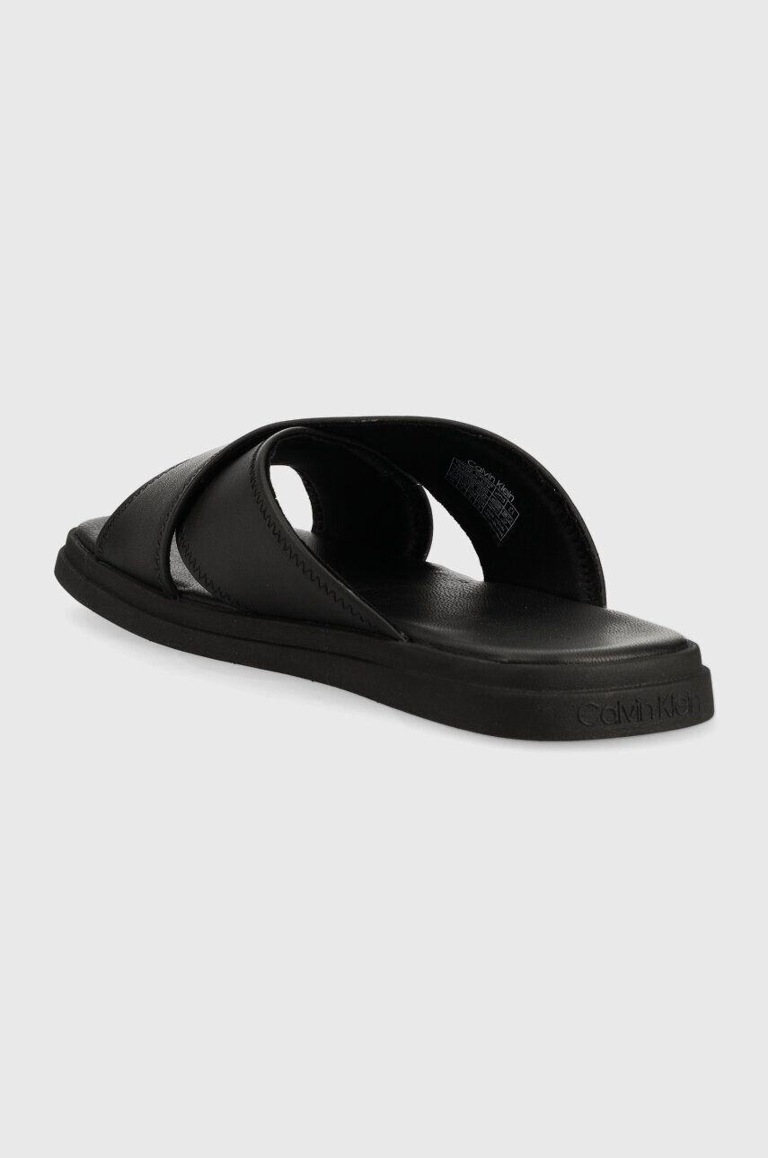 Calvin Klein Kožené pantofle CRISS CROSS SANDAL LTH pánské černá barva HM0HM00950 - Pepit.cz