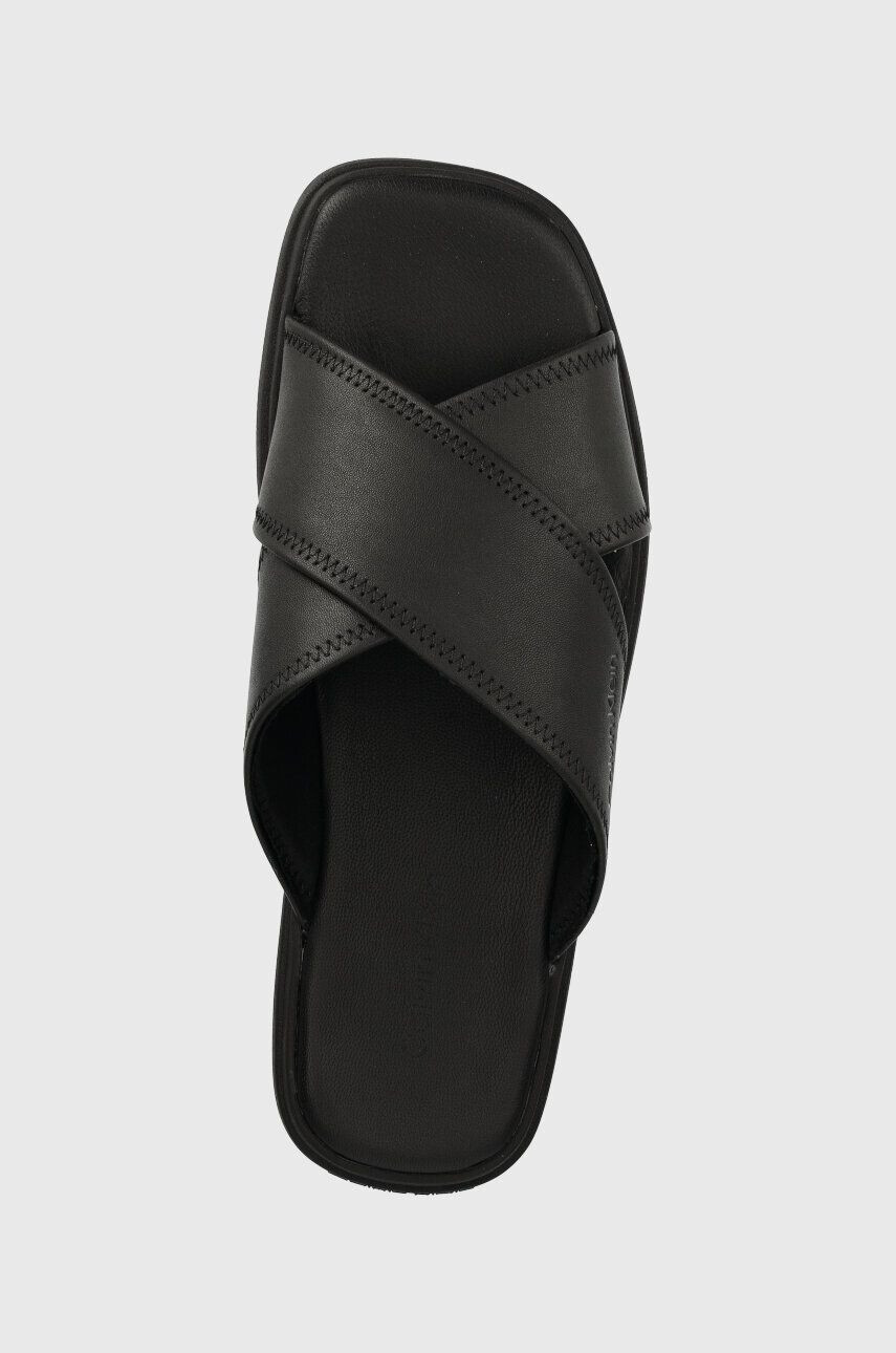 Calvin Klein Kožené pantofle CRISS CROSS SANDAL LTH pánské černá barva HM0HM00950 - Pepit.cz