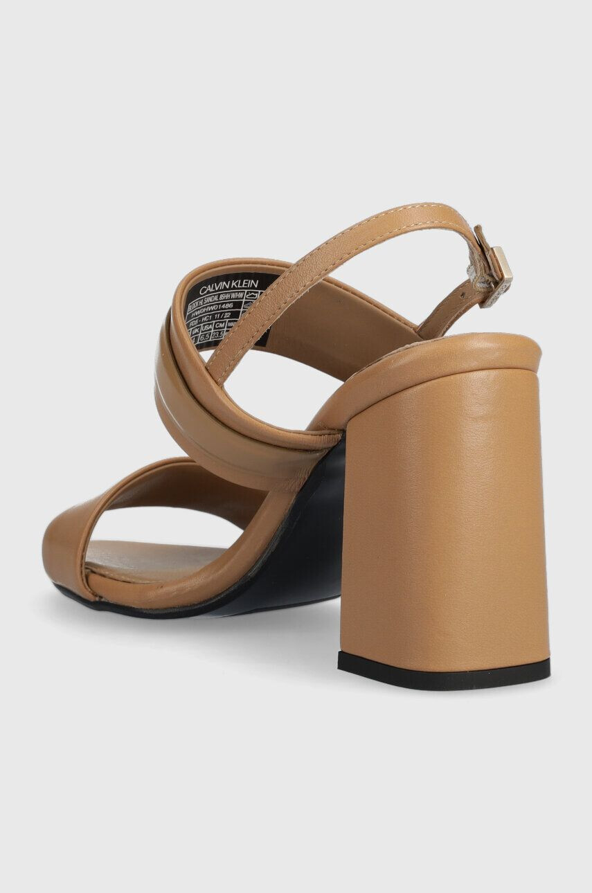 Calvin Klein Kožené sandály BLOCK HL SANDAL 85HH W/HW béžová barva HW0HW01486 - Pepit.cz