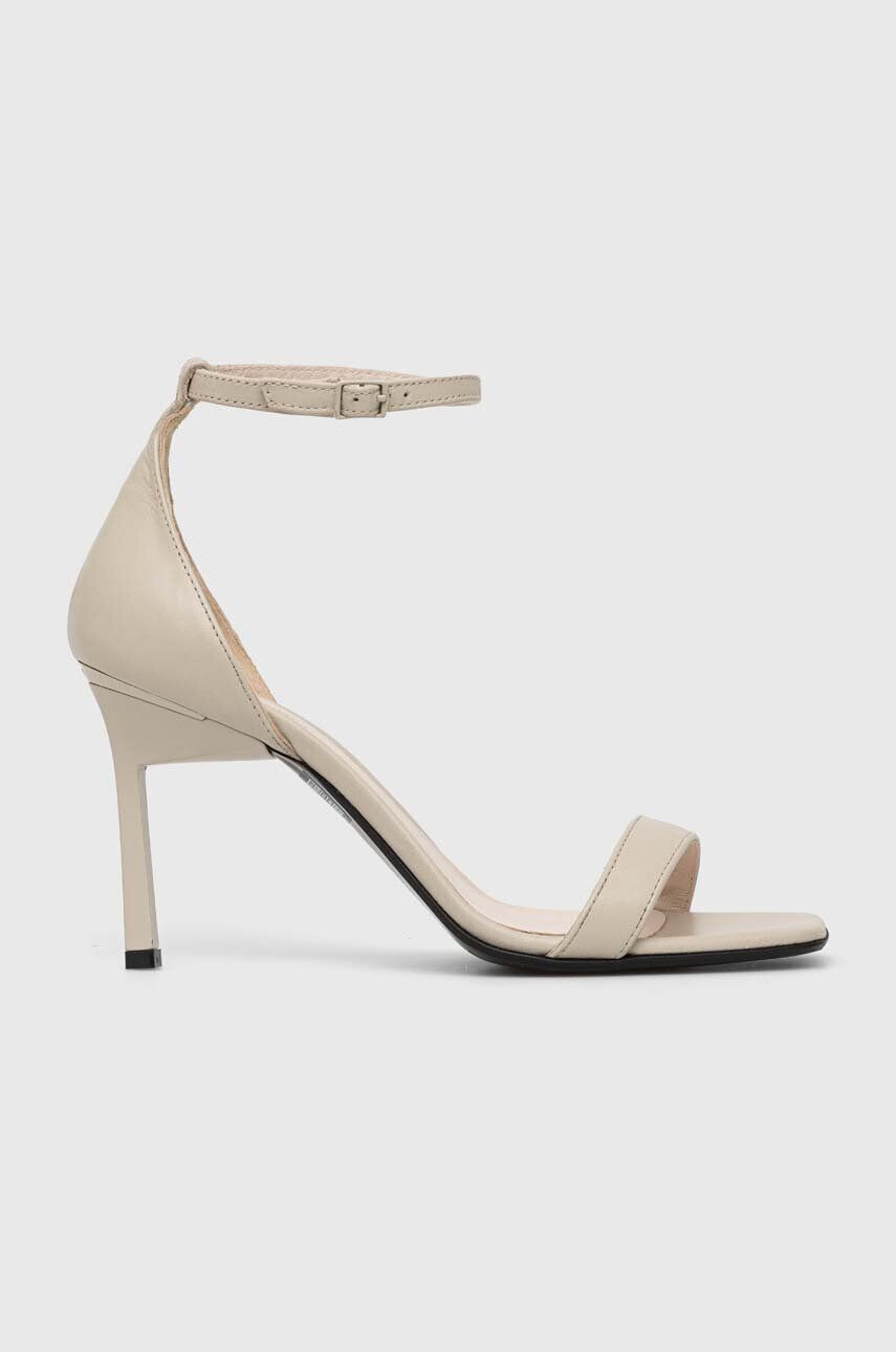 Calvin Klein Kožené sandály GEO STILETTO SANDAL béžová barva HW0HW01610 - Pepit.cz