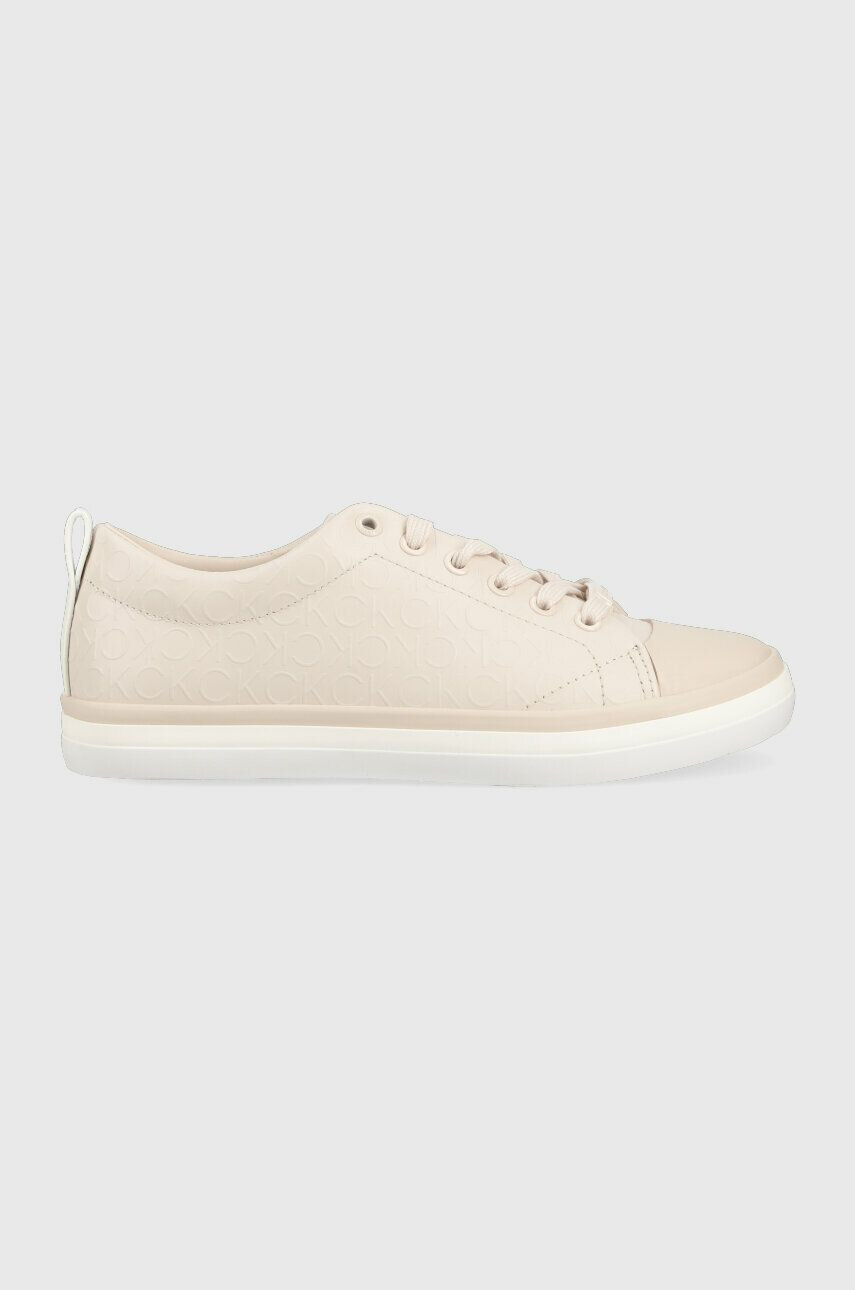 Calvin Klein Kožené tenisky LOW PROF VULC LACE UP - HF MONO béžová barva - Pepit.cz