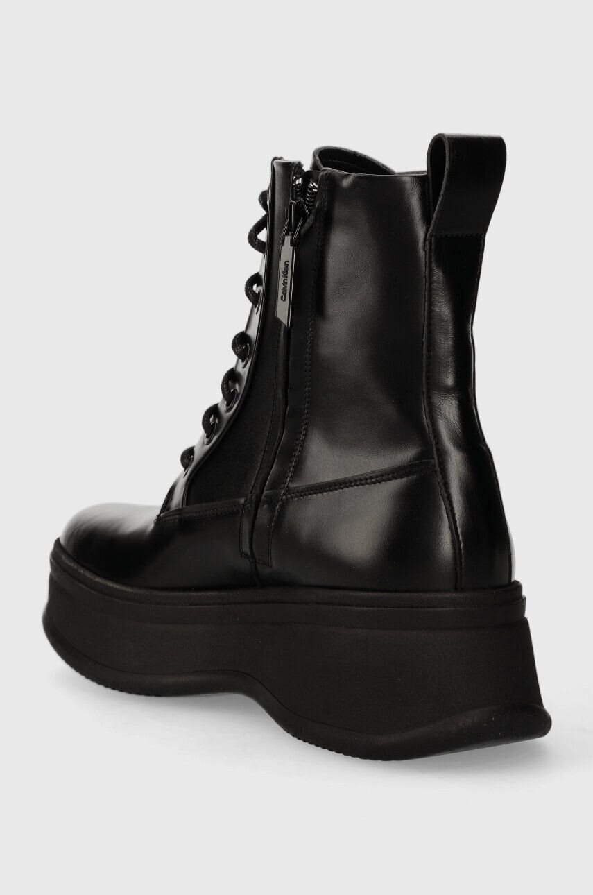 Calvin Klein Kožené workery PITCHED COMBAT BOOT dámské černá barva na platformě HW0HW01599 - Pepit.cz