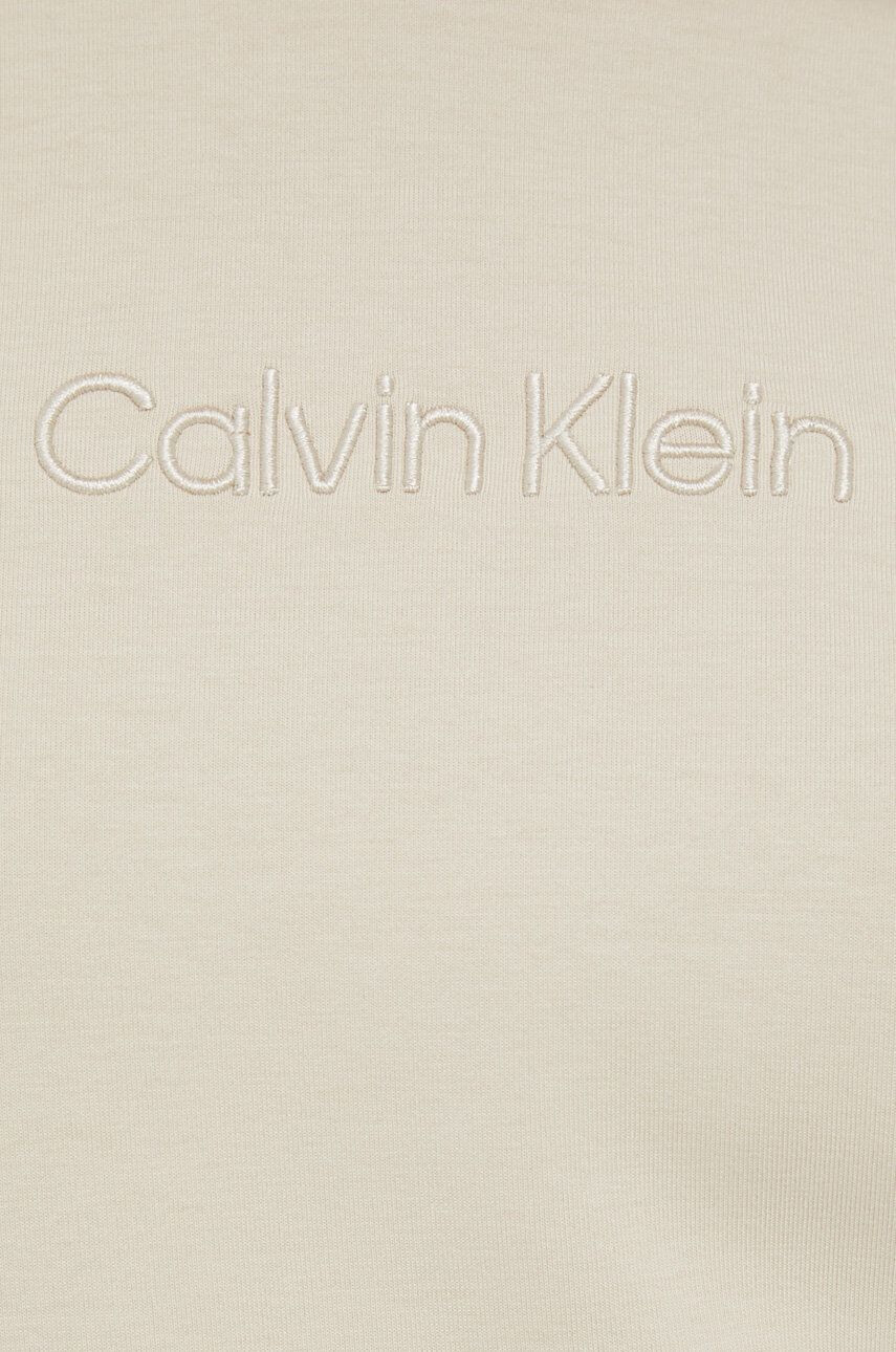 Calvin Klein Mikina dámská béžová barva s kapucí s aplikací - Pepit.cz