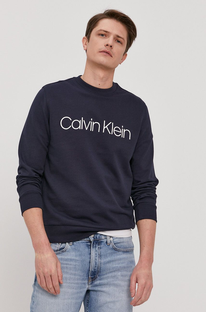 Calvin Klein Mikina pánská tmavomodrá barva s potiskem - Pepit.cz