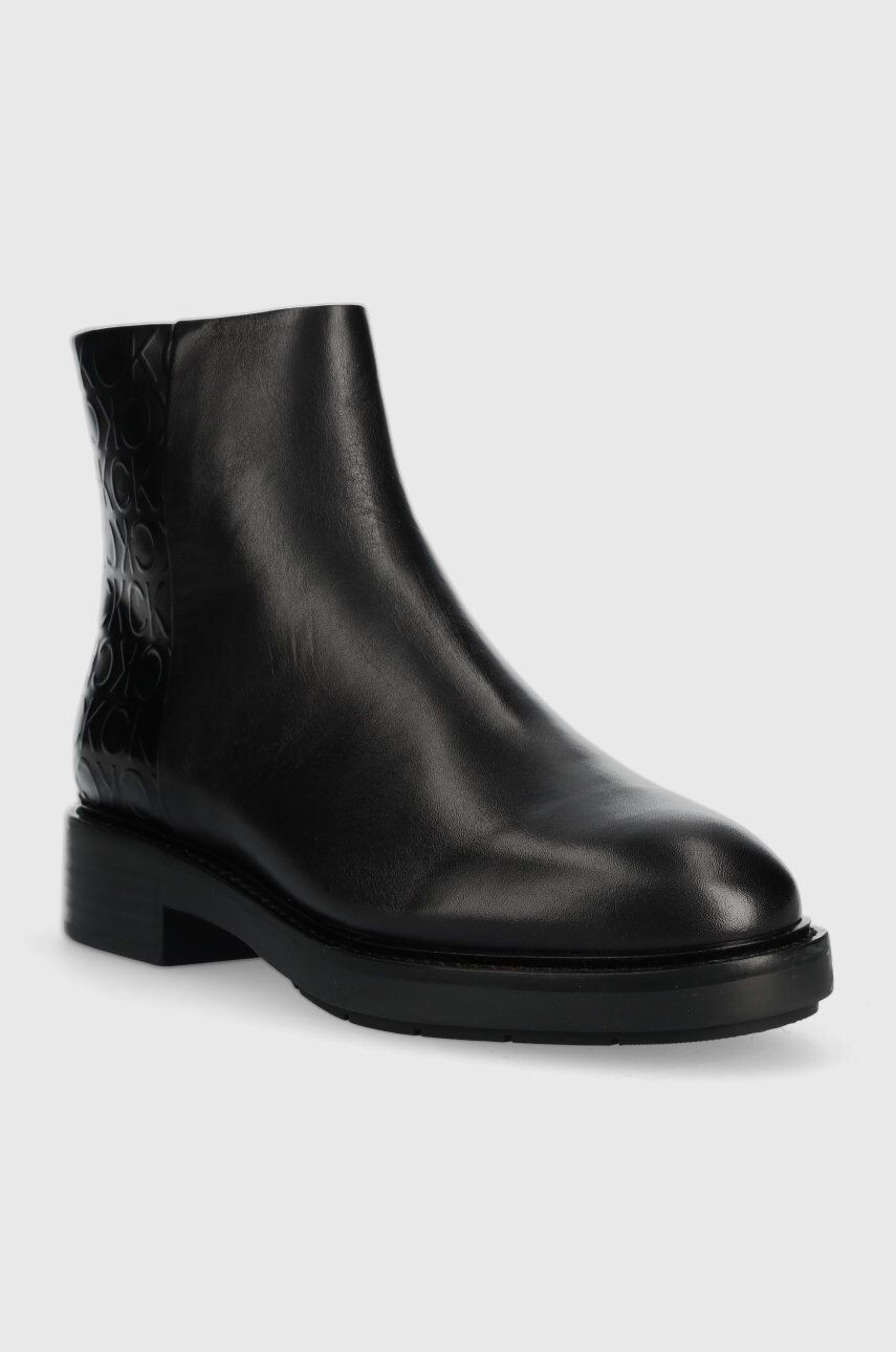 Calvin Klein Nízké kozačky Rubber Sole Ankle Boot dámské černá barva na plochém podpatku - Pepit.cz