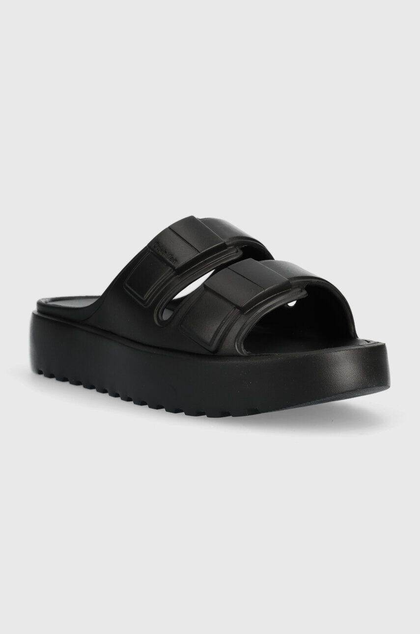 Calvin Klein Pantofle DOUBLE STRAP SLIPPER pánské černá barva HM0HM00967 - Pepit.cz