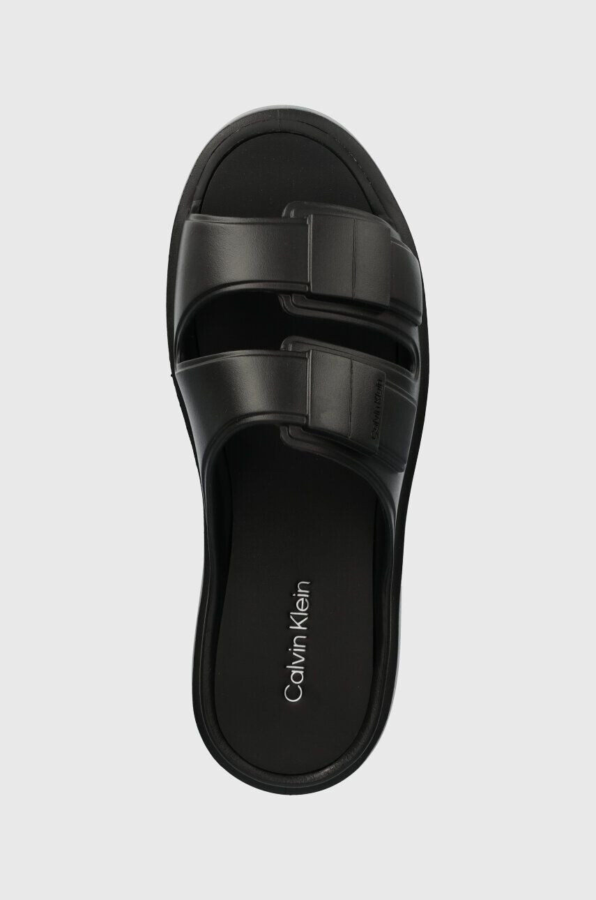 Calvin Klein Pantofle DOUBLE STRAP SLIPPER pánské černá barva HM0HM00967 - Pepit.cz