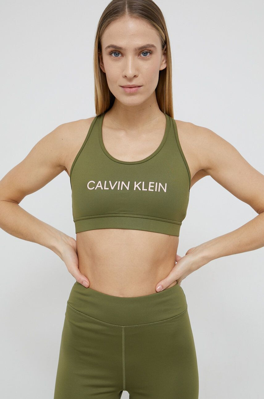 Calvin Klein Performance Podprsenka zelená barva hladká - Pepit.cz