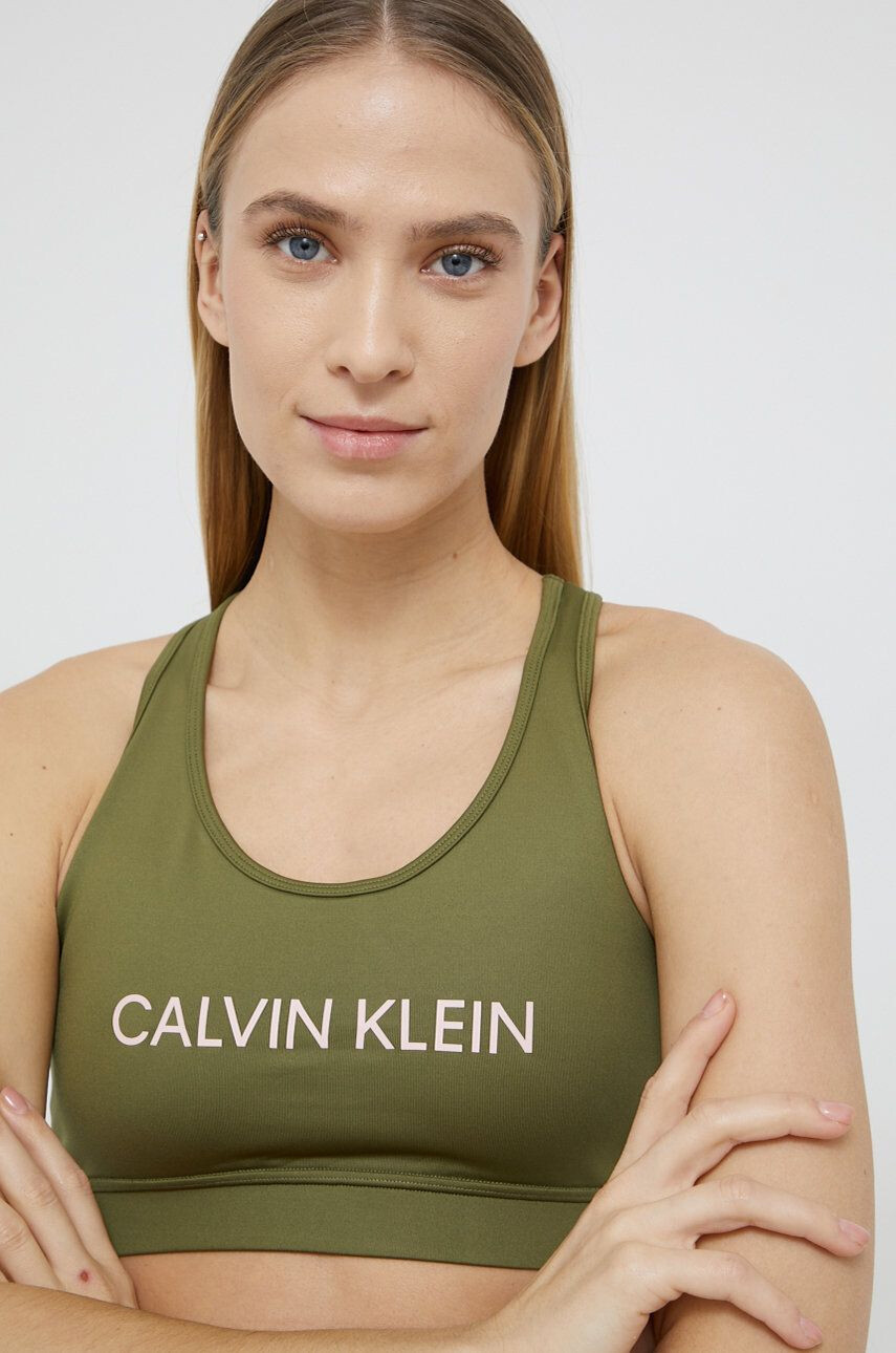 Calvin Klein Performance Podprsenka zelená barva hladká - Pepit.cz