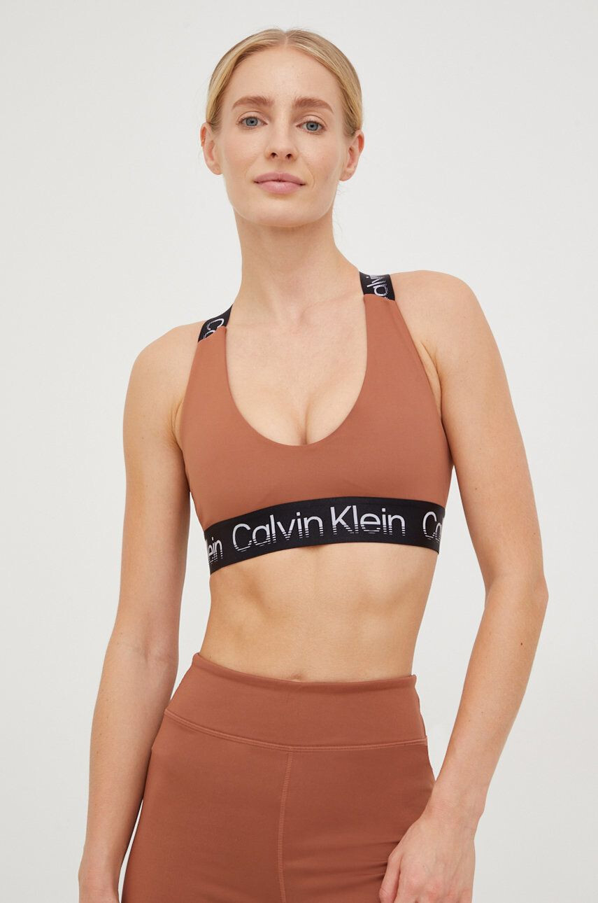 Calvin Klein Performance Sportovní podprsenka Big Idea hnědá barva - Pepit.cz