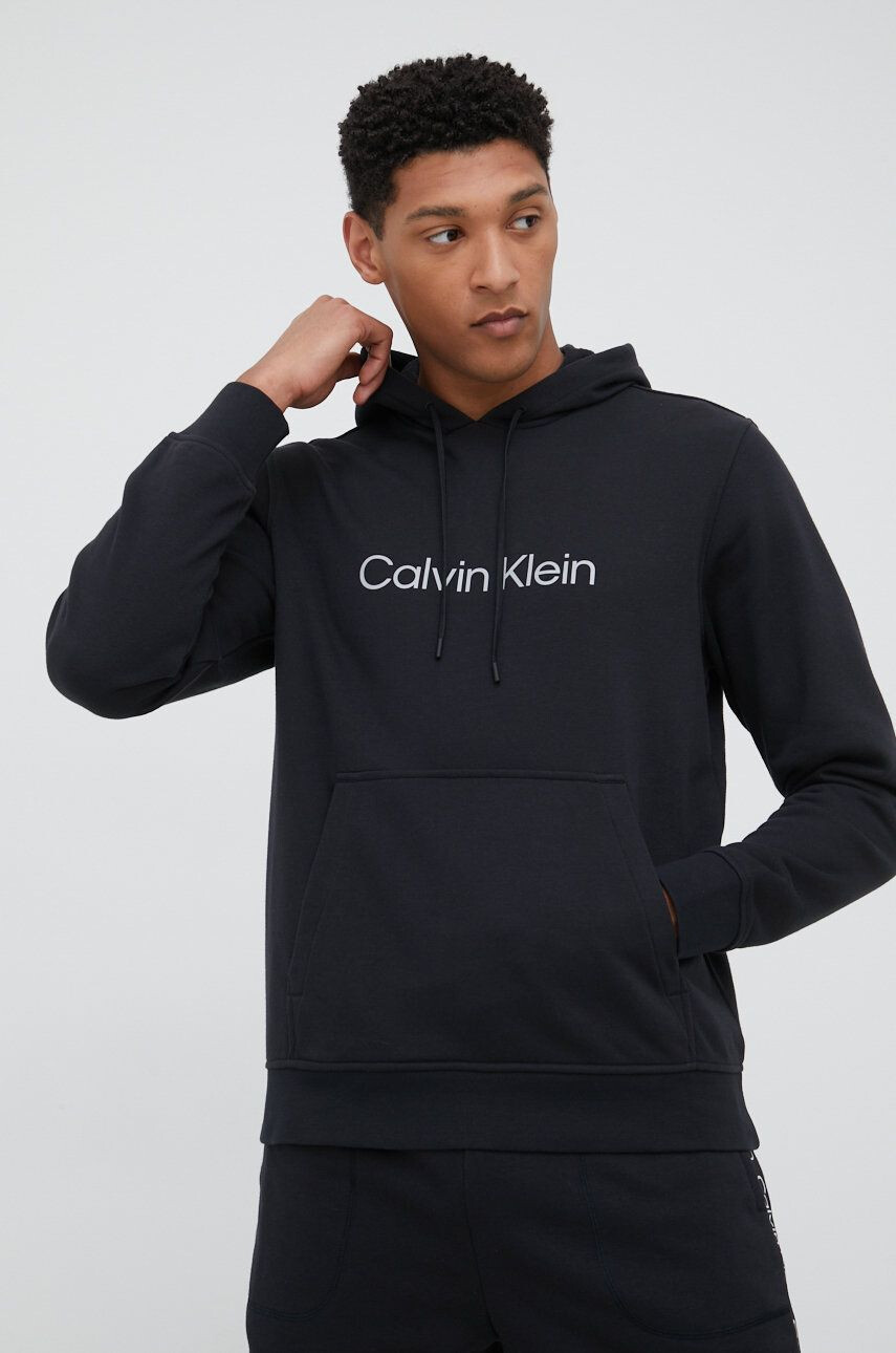 Calvin Klein Performance Tepláková mikina černá barva s potiskem - Pepit.cz