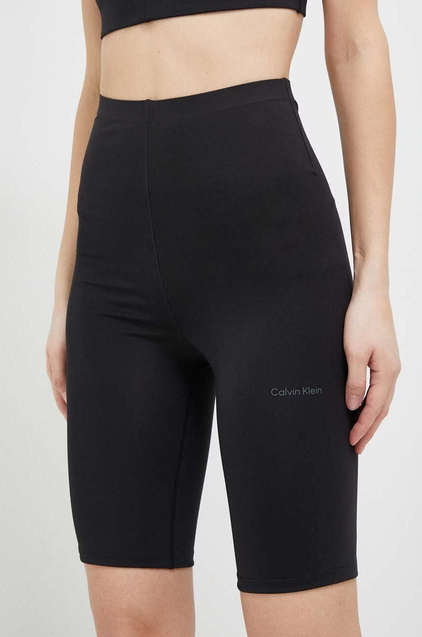 Calvin Klein Performance Tréninkové šortky Essentials černá barva hladké high waist - Pepit.cz