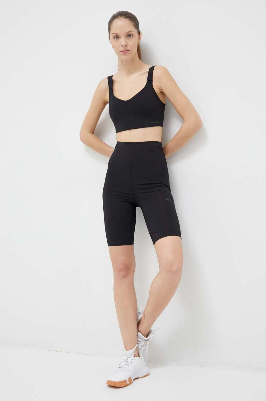 Calvin Klein Performance Tréninkové šortky Essentials černá barva hladké high waist - Pepit.cz