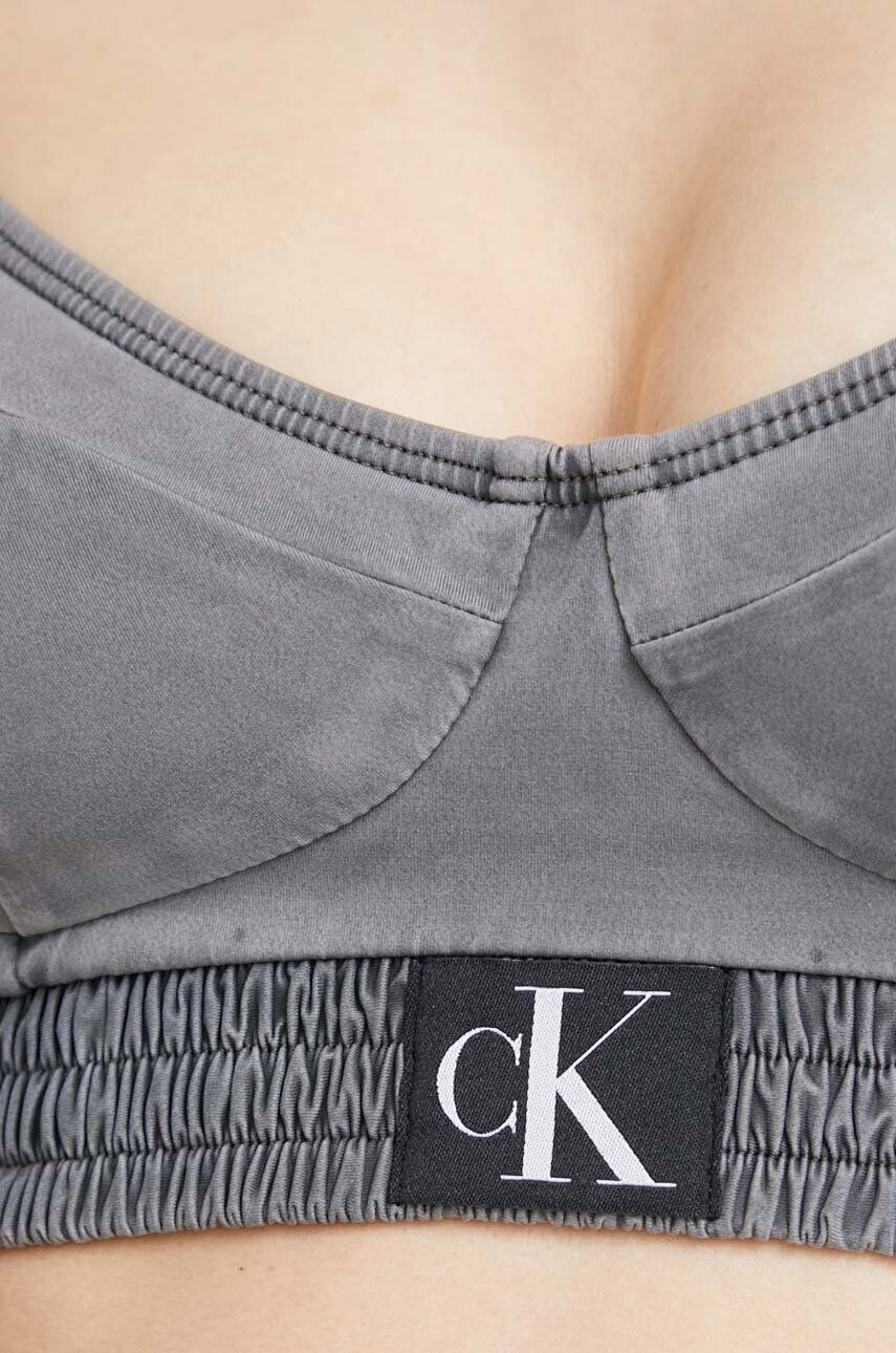 Calvin Klein Plavková podprsenka šedá barva mírně vyztužený košík - Pepit.cz