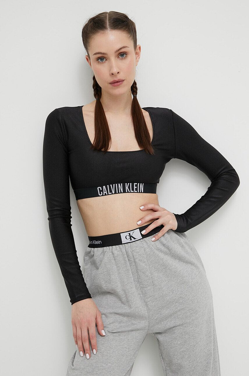 Calvin Klein Plavkový top černá barva měkký košík - Pepit.cz