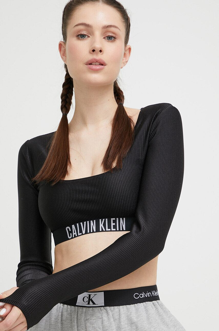 Calvin Klein Plavkový top černá barva měkký košík - Pepit.cz