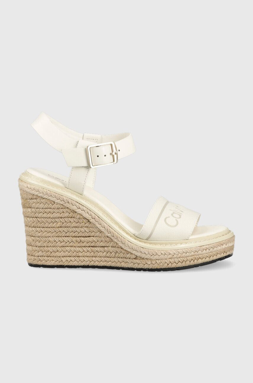 Calvin Klein Sandály WEDGE 70HH - HE dámské bílá barva na klínku HW0HW01499 - Pepit.cz