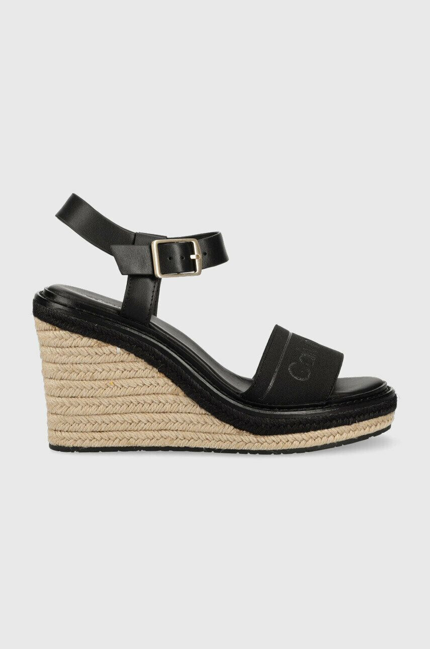 Calvin Klein Sandály WEDGE 70HH - HE dámské černá barva na klínku HW0HW01499 - Pepit.cz