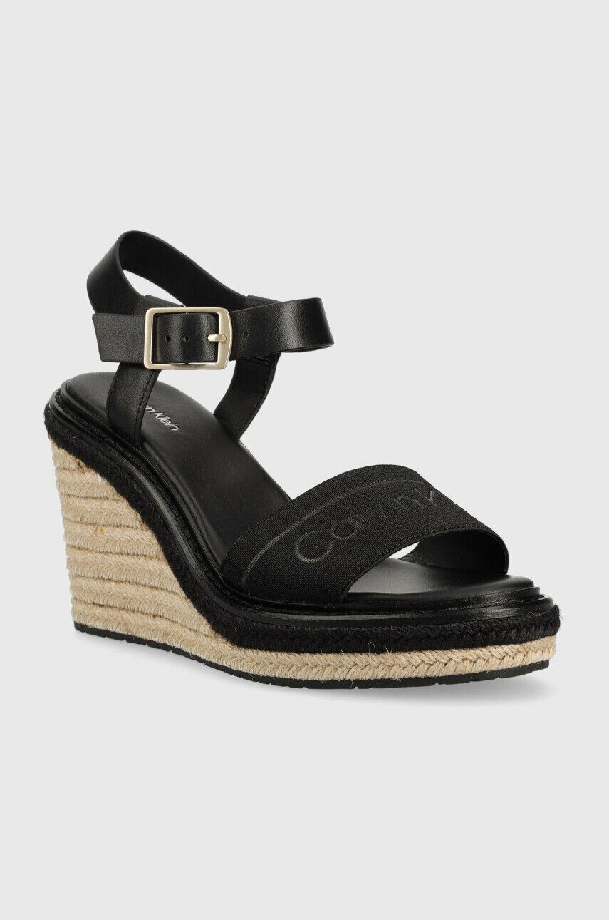 Calvin Klein Sandály WEDGE 70HH - HE dámské černá barva na klínku HW0HW01499 - Pepit.cz