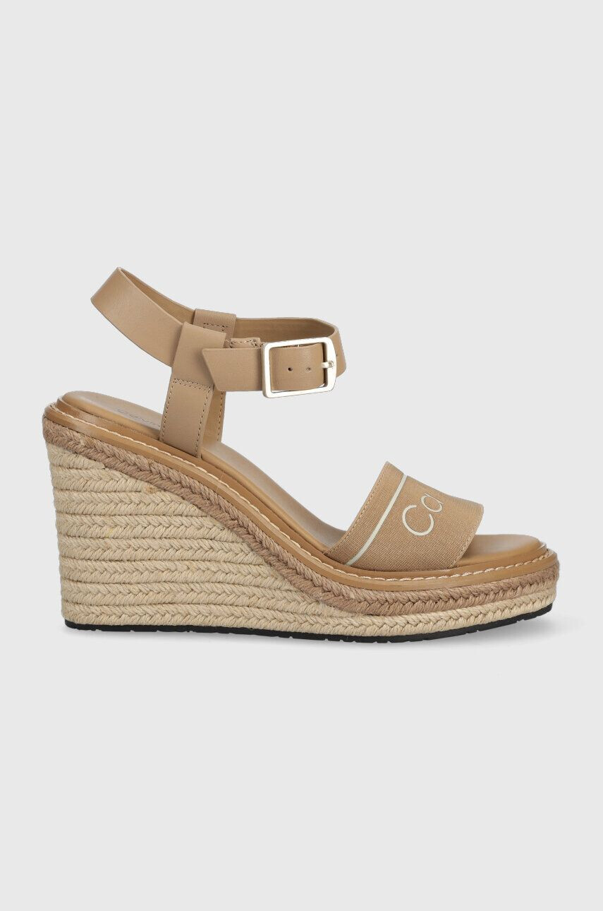 Calvin Klein Sandály WEDGE 70HH - HE dámské béžová barva na klínku HW0HW01499 - Pepit.cz