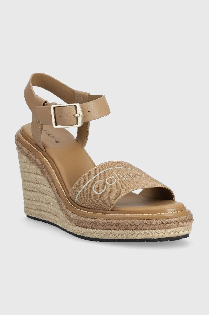 Calvin Klein Sandály WEDGE 70HH - HE dámské béžová barva na klínku HW0HW01499 - Pepit.cz