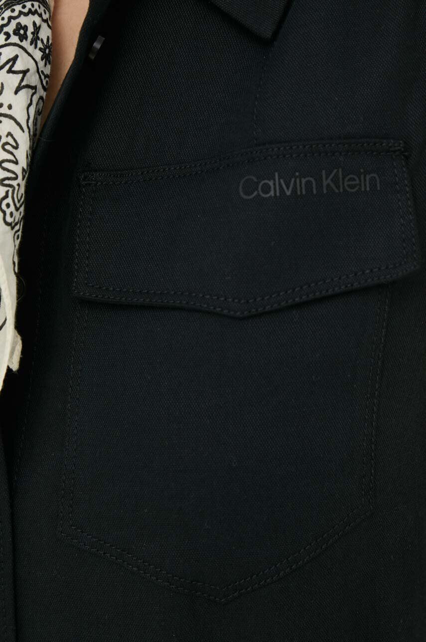 Calvin Klein Šaty ze směsi lnu černá barva maxi - Pepit.cz