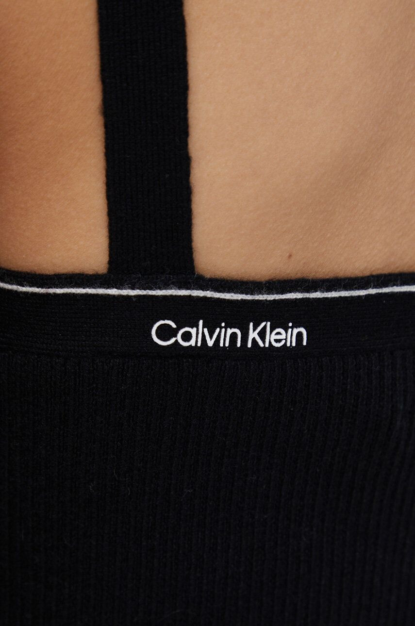 Calvin Klein Top s příměsí vlny černá barva - Pepit.cz