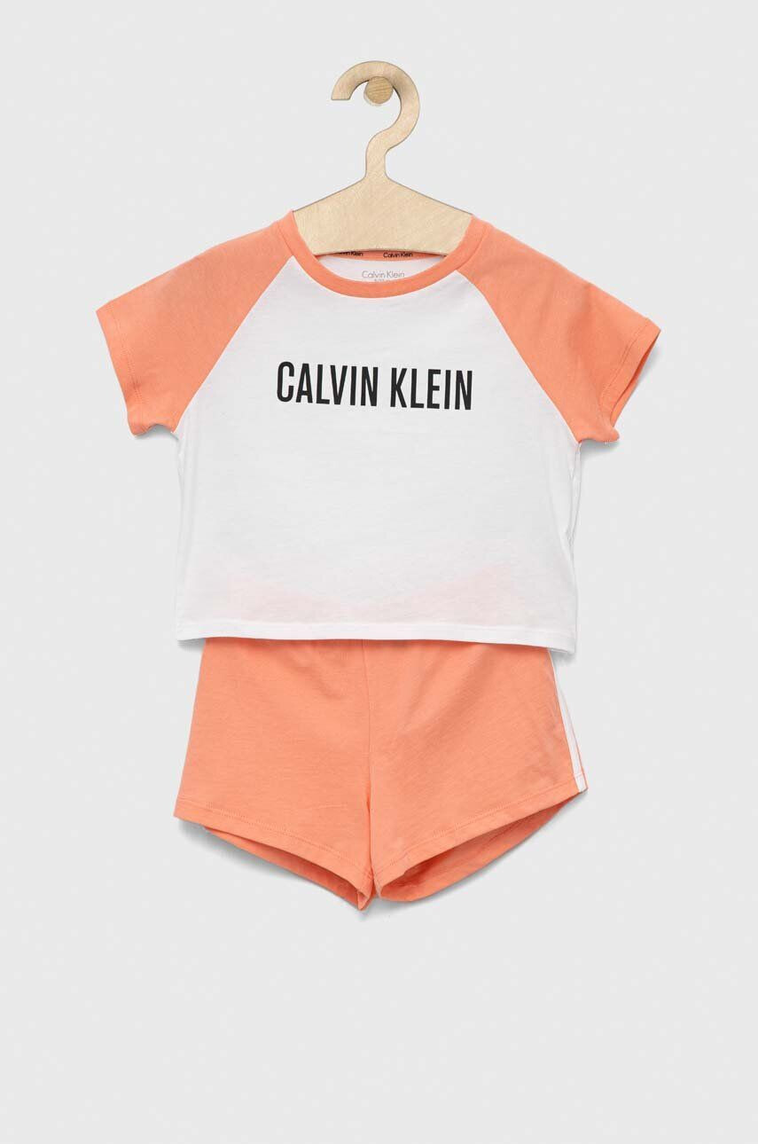 Calvin Klein Underwear Dětské bavlněné pyžamo oranžová barva - Pepit.cz