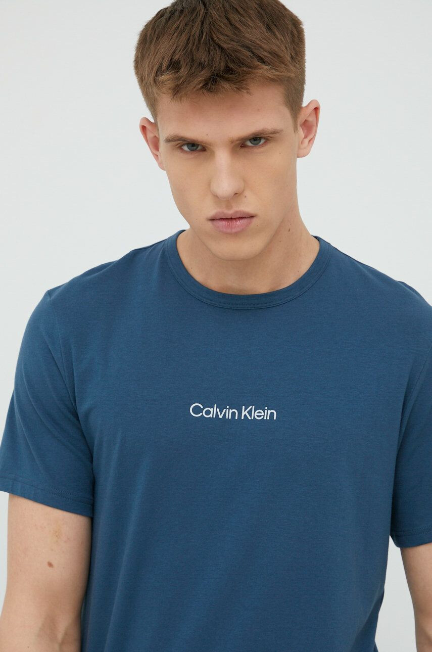 Calvin Klein Underwear Pyžamové tričko tyrkysová barva s potiskem - Pepit.cz