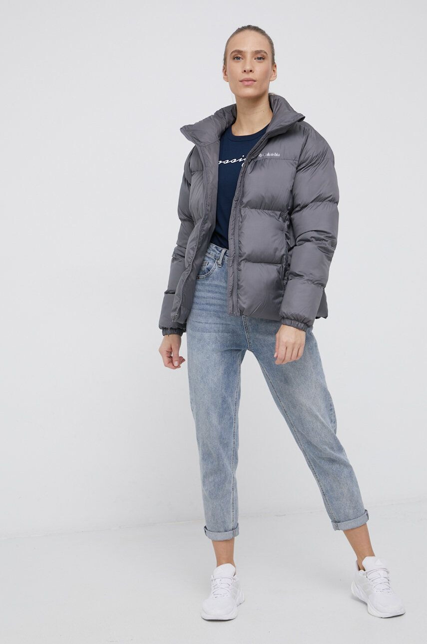 Columbia Bunda Puffect Jacket dámská šedá barva zimní 1864781 - Pepit.cz