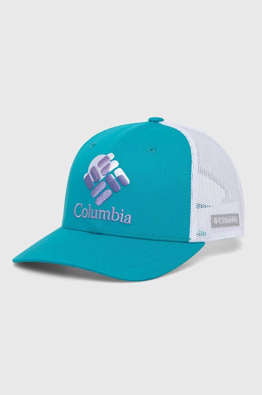 Columbia Dětská baseballová čepice Youth Snap Back tyrkysová barva s aplikací - Pepit.cz