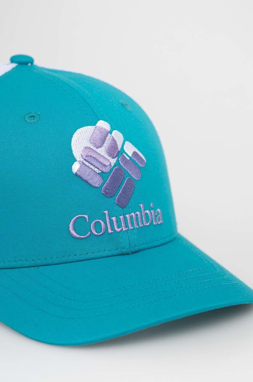 Columbia Dětská baseballová čepice Youth Snap Back tyrkysová barva s aplikací - Pepit.cz