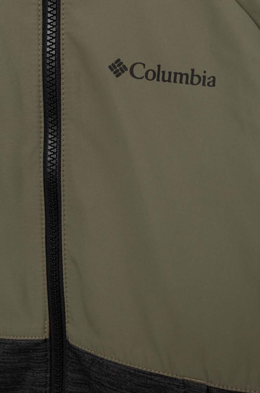 Columbia Dětská mikina Out-Shield Dry Fleece Full Zip zelená barva s kapucí vzorovaná Stone Green Bl - Pepit.cz