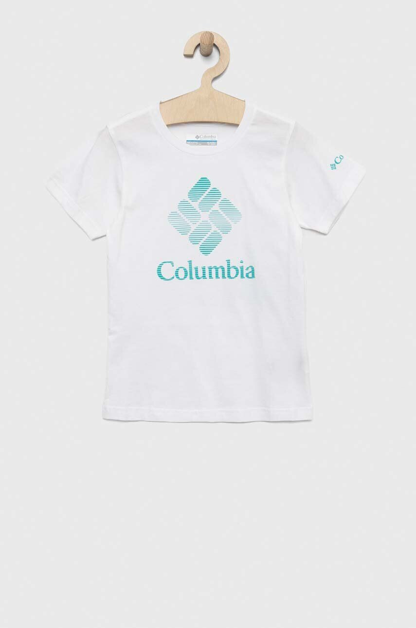 Columbia Dětské bavlněné tričko Mission Lake Short Sleeve Graphic Shirt fialová barva - Pepit.cz