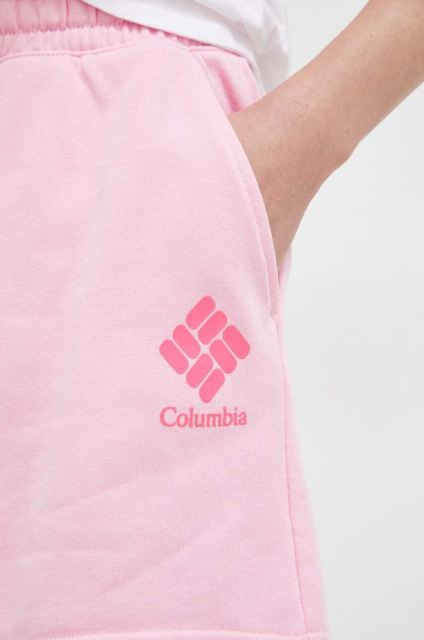 Columbia Kraťasy dámské růžová barva s potiskem high waist - Pepit.cz